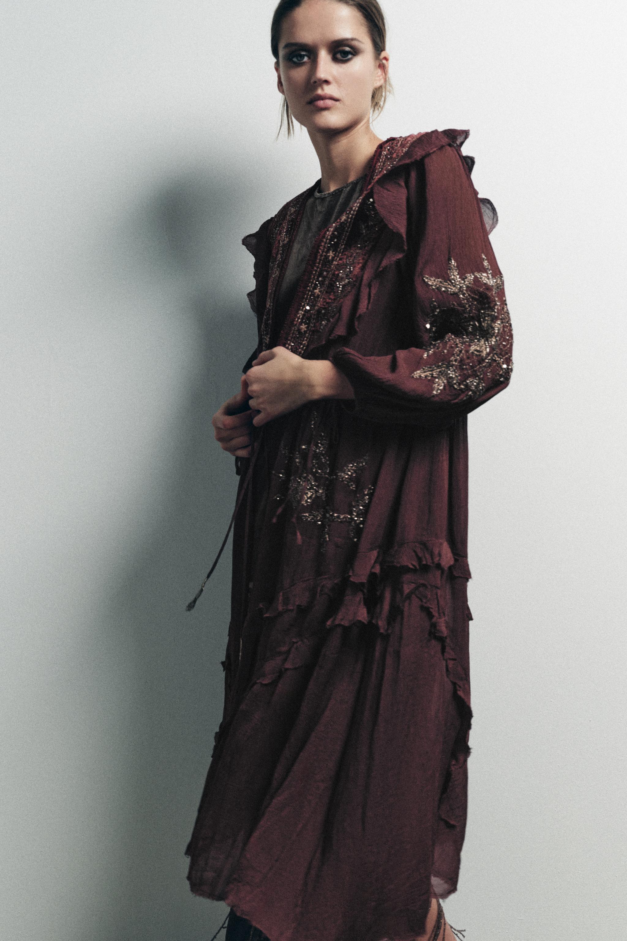 TOP BIMATIÈRE EN CRÊPE GEORGETTE À PAILLETTES